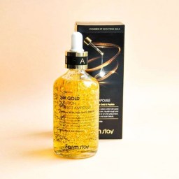 Увлажняющая сыворотка с частичками золота и пептидами Farm Stay 24K Gold Solution Perfect Ampoule 100 мл