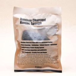 Спонж-конняку с древесным углём  PURITO Bamboo Charcoal Konjac Sponge 